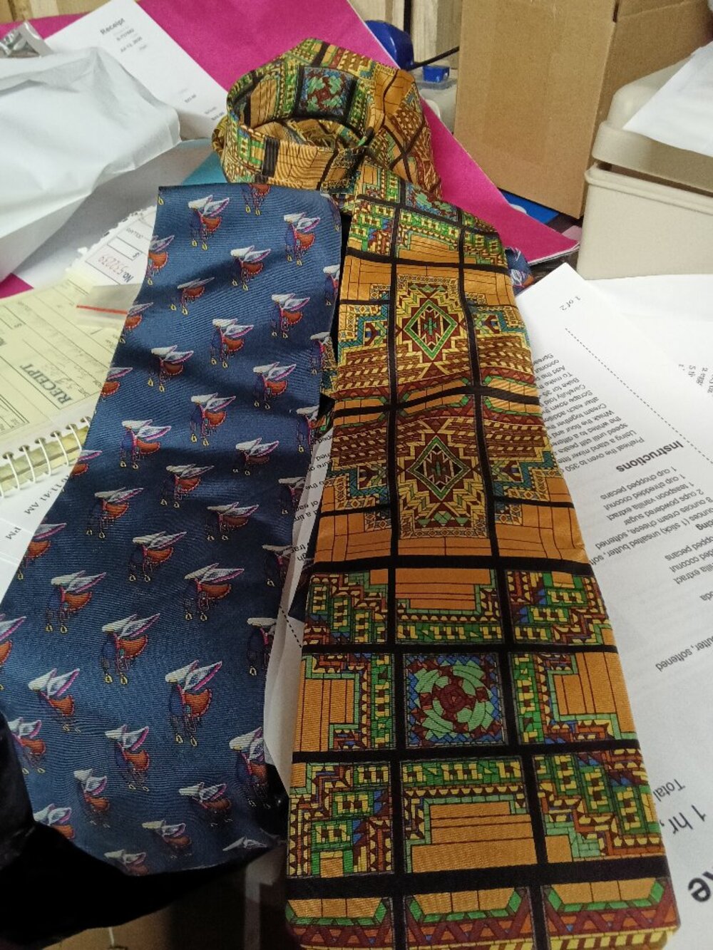 Set of 2 Men's Patterned Ties - Geometric & Animal Print